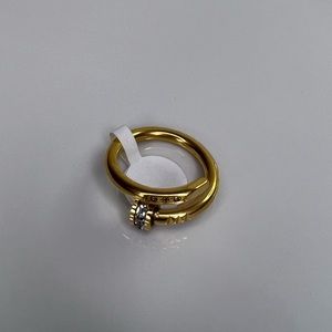 Ring clavo, gold plated stainless steel open ring